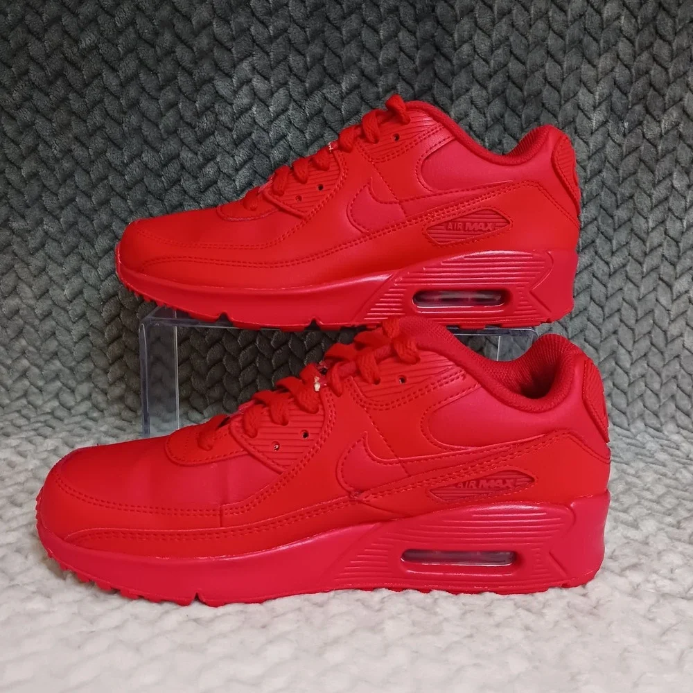 Nike Air Max 90 Leather GS University Red Sneakers Shoes Size 6Y Women's 7.5